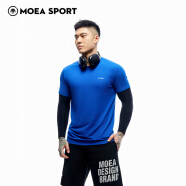 墨立方（MOEA）轻氧水光面膜T恤男丝光凉感弹力高端体恤纯色休闲运动短袖 深蓝 170/92A/M