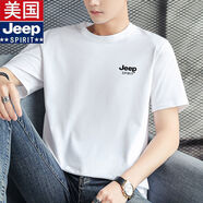 JEEP SPIRIT/吉普純棉短袖T恤男夏季新款圓領(lǐng)寬松大碼半袖情侶體恤衫運(yùn)動(dòng)戶外 白色 尺寸偏小建議購(gòu)買大一個(gè)號(hào) M [建議105-125斤]