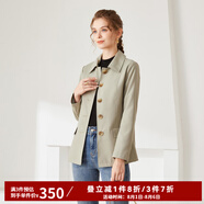 經(jīng)典故事（JANE STORY）高級(jí)感復(fù)古小個(gè)子風(fēng)衣女款2025新款春季薄款休閑氣質(zhì)OL通勤短外套 灰綠色 XL