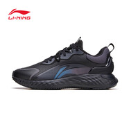 李寧（LI-NING）女鞋秋冬季防護云跑步鞋秋冬新款皮面跑鞋女款軟底減震運動(dòng)鞋女 黑色/冷檀黑-2 37