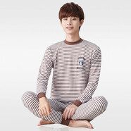 秋衣秋褲男純棉青少年中大童學(xué)生半高領(lǐng)內衣男孩線(xiàn)衣線(xiàn)褲棉質(zhì)大童秋衣套裝 【簡(jiǎn)約風(fēng)】咖啡色條紋 180/XXXL（建議體重130-150斤）