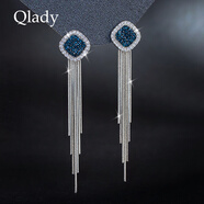 Qlady流蘇銀耳環(huán)女時尚長款氣質(zhì)925銀針輕奢耳飾生日禮物送女友