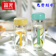 富光（FUGUANG）富光顏希異形杯雙層玻璃杯小巧便攜簡約精致家用過濾泡茶杯子 黃色 200ml