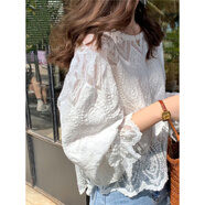 燕潯法式2025夏季新款韓版甜美溫柔上衣網(wǎng)紅超ins氣質(zhì)蕾絲襯衫 白色 均碼 (80-125斤拍)