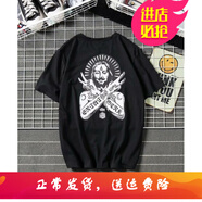 嘉曄港風bf國潮男女情侶款短袖t恤夏季5分短袖韓版?zhèn)€性潮流學(xué)生半袖潮 法老 黑色 收藏關(guān)注優(yōu)先發(fā)貨