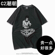 潮朝復仇者聯(lián)盟上衣鋼鐵俠同款短袖唐尼恤李小龍打碟寬松漫威周邊 黑色 短袖-01 李小龍打碟同款 XXL