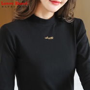 LOVER RUCCI半高領(lǐng)咖色打底衫女春秋女士純棉長袖t恤衫修身內(nèi)搭上衣小衫 黑色 XL (115-125斤)