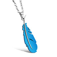 芊芽項鏈男時(shí)尚簡(jiǎn)約潮男個(gè)性羽毛吊墜情侶毛衣鏈情人節送男友 藍色 羽毛毛衣鏈65+5cm