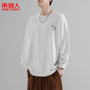 南極人（Nanjiren）創(chuàng)意文字設(shè)計(jì)感潮流大碼寬松休閑收口袖口長(zhǎng)袖T恤男