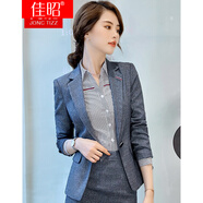 佳昭 職業(yè)裝女裝套裝新款氣質(zhì)格紋西裝時(shí)尚工裝面試裝酒店銀行經(jīng)理工作服商務(wù)正裝上衣英倫風(fēng)小西服外套 灰西裝+馬甲+條紋襯衫+半裙 S
