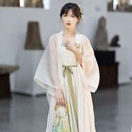 池夏【只此青綠·流云微夢(mèng)】國風(fēng)宋制長(cháng)褙子連衣裙改良漢服女夏 褙子+吊帶連衣裙+竹節包(送胸花) M