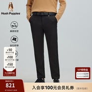 Hush Puppies【柔軟彈力】暇步士男裝秋冬直筒梭織長褲 漆黑色 40