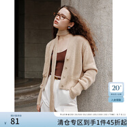 范思藍(lán)恩氣質(zhì)V領(lǐng)長(zhǎng)袖針織開衫外套女秋裝2024新款馬海毛毛衣13194 燕麥駝 S