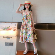 牧人印象女童裙子夏季新款大童女孩超仙洋氣無(wú)袖沙灘裙兒童吊帶公主連衣裙 花色 150