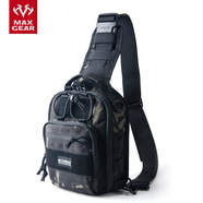 MAXGEAR馬蓋先印魚胸包 男戶外運(yùn)動騎行單肩背包軍迷彩多功能戰(zhàn)術(shù)斜背包 黑色魔蝎迷彩MC-BLACK