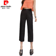 皮爾卡丹（pierre cardin）23年新款彈力西褲工裝褲女直筒OL職業(yè)黑色面試褲工作褲長褲顯瘦百 黑色直筒九分褲【彈力\抗皺】 XL 2尺2【建議107-117斤】