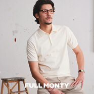 FULL MONTY【100%強捻棉】男士翻領(lǐng)針織POLO衫商務(wù)休閑白色短袖恤2024年 白色8452 S