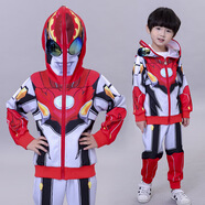 圣閑男童春秋套裝奧特曼衣服連帽護(hù)目鏡兒童酷炫運(yùn)動(dòng)兒童服裝 羅索護(hù)目鏡套裝 105