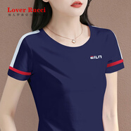 LOVER RUCCI法國純棉白色短袖t恤女2025年新款夏季洋氣女士上衣女士半袖體恤 寶藍色 L