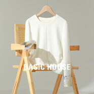 百家好Basic House/百家好春季新款新中式打底衫長(zhǎng)袖T恤女2025刺繡袖口 白色 XL 110-125斤