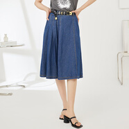 普普風(fēng)（FGFEEL）2023夏季女裝新品不對稱牛仔百褶半裙OB3Q19890L 牛仔藍 M