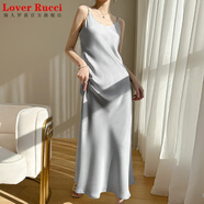 LOVER RUCCI重磅醋酸桑蠶絲吊帶連衣裙女法式氣質(zhì)高級感打底緞面料長(cháng)裙 灰色 3XL