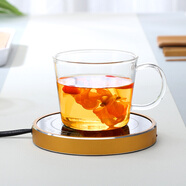 明尚德小茶杯 帶把玻璃杯 功夫茶杯 耐熱玻璃茶杯小杯子 茶具配件杯子 200ml ZB319兩只裝