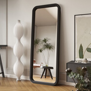 洛特沃斯家用法式奶油風(fēng)高級(jí)感全身落地大鏡子網(wǎng)紅ins風(fēng)臥室壁掛式試衣鏡 黑色 圓角款-160*60支架款