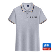 蠻威夏季男女短袖工作服t恤定制印字logo員工衣服工裝班服廣告文化衫 間色領(lǐng)麻灰 M