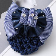 萬(wàn)寶資護士頭花發(fā)網(wǎng)網(wǎng)兜發(fā)套職業(yè)韓國銀行空姐酒店盤(pán)發(fā)頭發(fā)網(wǎng)發(fā)夾 【鑲鉆2】條紋藍【粗網(wǎng)】