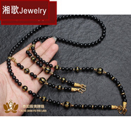 湘歌 男女生高級(jí)感佛牌鏈子雙掛兩尊項(xiàng)鏈掛繩瑪瑙水晶玉髓吊墜繩 黑瑪瑙六字雙掛款