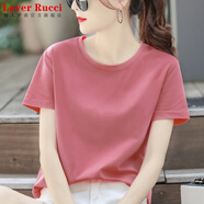 LOVER RUCCI純棉短袖t恤女2025年夏季新款寬松圓領(lǐng)顯瘦內搭時(shí)尚休閑上衣 皮粉色 L