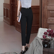 雅若美小西裝女短袖夏薄款職業(yè)裝套裝工作服正裝酒店服務(wù)員工裝西服外套 單條黑色九分褲 2XL(建議120-130斤)