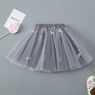 逐夢(mèng)魚(yú)寶寶短裙春秋冬季童裝女童半身紗裙兒童半裙蓬蓬裙沙女孩公主裙子 灰色火焰鳥(niǎo)短裙 120