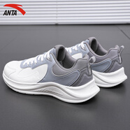 安踏（ANTA）破繭GZ休閑鞋男鞋秋季新款皮面防潑水厚底潮流老爹鞋運動(dòng)跑步鞋子 象牙白/霧灰 39