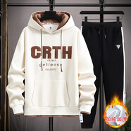 柏樂(lè )迪春秋季13青少年帥氣衛衣男孩12歲中大童14初中學(xué)生運動(dòng)服兩件套裝 TZ720米色（衛衣+長(cháng)褲）加絨加厚 165 (L) 建議體重90-110斤