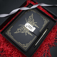 復古密碼本帶鎖學(xué)生日記本簡(jiǎn)約筆記本子加厚日韓文具密碼鎖記事本 蝴蝶-黑色(禮盒+金屬筆)