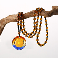 琉璃楞嚴咒吊墜掛件符結緣六字真言轉運男女項鏈飾品 琉璃楞嚴咒+棕色珠（紅福袋裝）