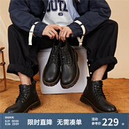Semir官方正品男款馬丁靴2024秋季新款厚底休閑時尚工裝靴英倫風(fēng)短靴男 黑色106822146139 42