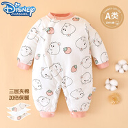 迪士尼（Disney）寶寶棉服冬款新生嬰兒衣服夾棉連體衣保暖棉衣男女加厚棉襖冬裝 倉鼠草莓 90cm