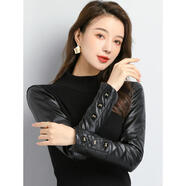 百搭保暖皮袖打底衫女冬加絨加厚棉袖配針織衫皮草馬甲內搭毛衣 三?？?中領(lǐng) 袖子加絨 L