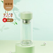 富光富光玻璃杯女士夏季便攜迷你水杯雙層小巧可愛泡茶杯子高檔辦公杯 綠色 180ml