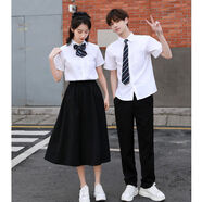 叮嚕魚(yú)畢業(yè)班服夏季套裝中學(xué)生大合唱演出服初中生男女合唱團(tuán)詩(shī)歌朗誦比 男短袖+褲子+藏藍(lán)領(lǐng)帶 L （100-120斤）