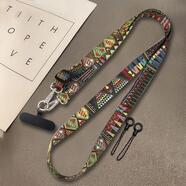 語(yǔ)森憶高端手機掛繩復古圖騰掛脖斜挎可調節長(cháng)短防丟神器旅行女神款吊繩 升級款帕米爾圖騰掛繩+夾板+小