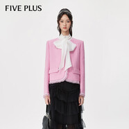 FIVE PLUS小香風(fēng)短外套春季新款女裝法式花邊上衣高奢 粉紅色180 M