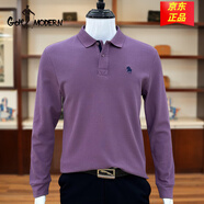 GOLF MODERN高爾夫t恤官方高端男士刺繡POLO衫純棉長(cháng)袖中年商務(wù)休閑翻領(lǐng)上衣 淺紫8686 M