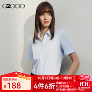 G2000 時(shí)尚女裝短袖襯衫女商務(wù)OL簡(jiǎn)約純色襯衣 莫代爾-淺藍(lán)色V領(lǐng)襯衫41222933 XL