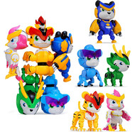 豬豬俠超星萌寵玩具變形機器人金剛五合體鐵拳虎阿五公仔兒童玩具禮物 【超星萌寵】5合體