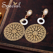 special時(shí)尚個(gè)性自然貝殼鏤空耳飾耳釘耳環(huán)女時(shí)光陣 金色圓款造型 耳釘