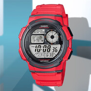 卡西歐（CASIO）手表男運(yùn)動防震休閑腕表防水橡膠表帶AE1000W-1A 2A 4A 4B電子表 AE-1000W-4A經(jīng)典款魂動紅
